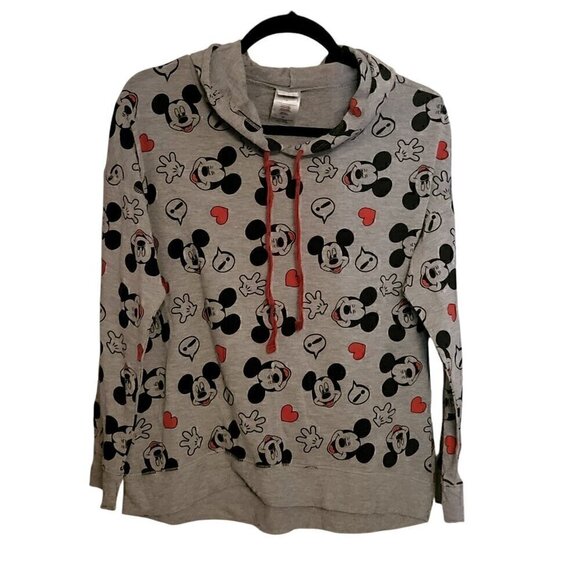 Disney Sweaters - Disney All-Over Print Mickey Mouse Pullover Sweatshirt Hoodie Women's Size XL